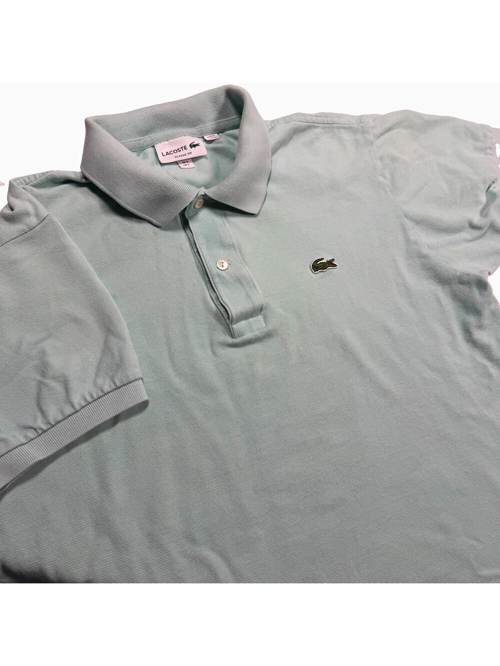 Lacoste Men's Classic Fit Polo Shirt Mint Green Cotton Logo Short Sleeve L